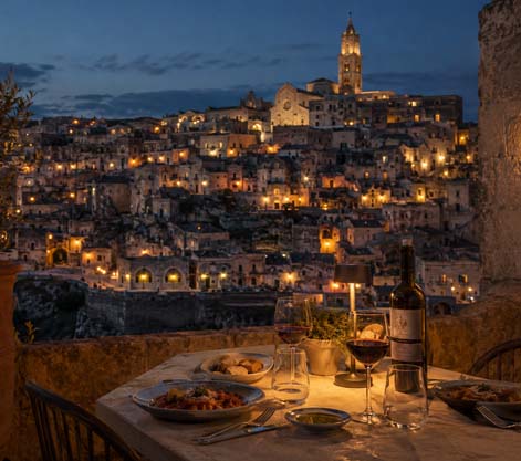 Seeing Matera Light Up At Dusk