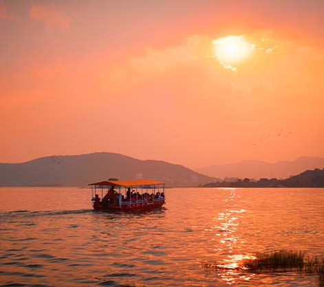 Sunset Boat On Lake Pichola